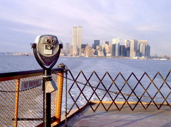New York City Panorama Veřejným Dalekohledem Popředí Manhattanu Staré World — Stock fotografie