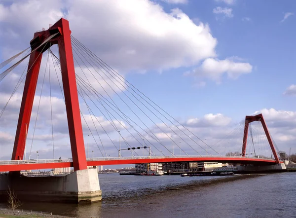 Rotterdam Paesi Bassi Aprile 2023 Veduta Del Ponte Willemsbrug Rotterdam — Foto Stock