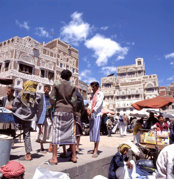 Sana Yemen April 2008 Торговці Населення Площі Баб Аль Ємен — стокове фото