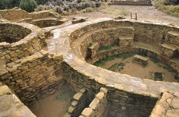 stock image Detail of a kiva at Pueblo Bonito, Anasazi Indian ruins, Chaco Culture National Historical Park, New Mexico, USA. This is an UNESCO World Heritage Site