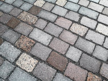 Scheveningen, Hollanda 'da yapılmış bir kaldırım taşı caddesi.