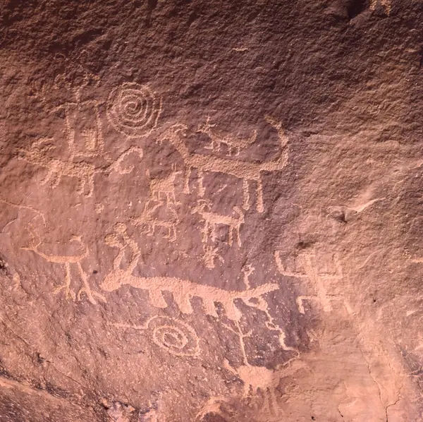 Petroglyphs Chaco Canyon Pueblo Bonito Anasazi Hint Harabeleri Chaco Kültür Telifsiz Stok Fotoğraflar