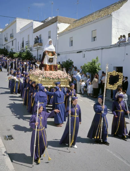 Arcos Frontera Spain April 2023 Catholic Processions Streets Village Semana Stock Picture