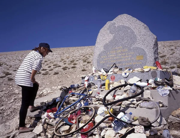 Mont Ventoux France September 2020 Fan Looking Objects Left Cyclists Stock Picture