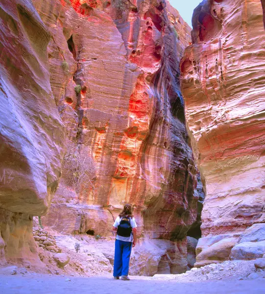 Siq Narrow Slot Canyon Serves Entrance Passage Hidden City Petra Royalty Free Stock Images
