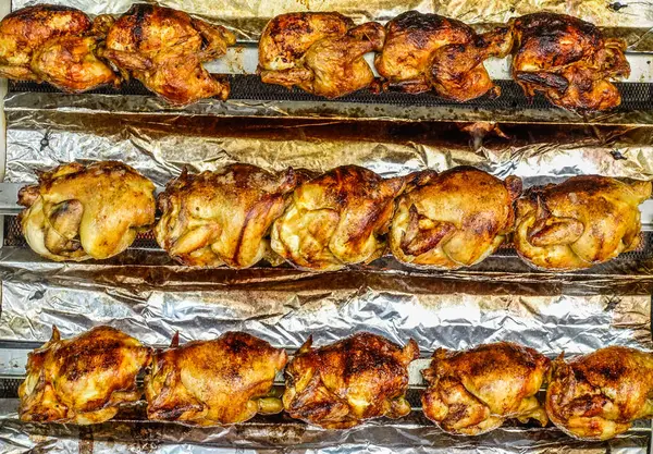 Grilled Chickens Spinning Rolls Farmers Market Provence France Stock Image