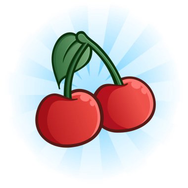 Sweet Juicy Cherries Cartoon Illustration
