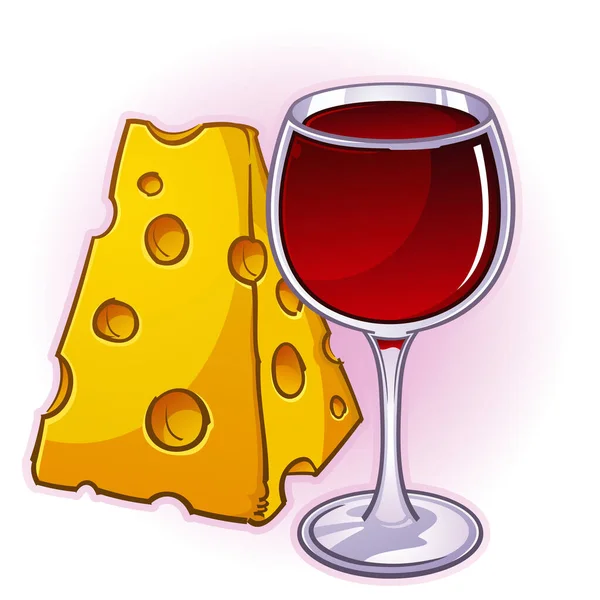 Französischer Wein Und Käse Cartoon Illustration Vektor Clip Art — Stockvektor