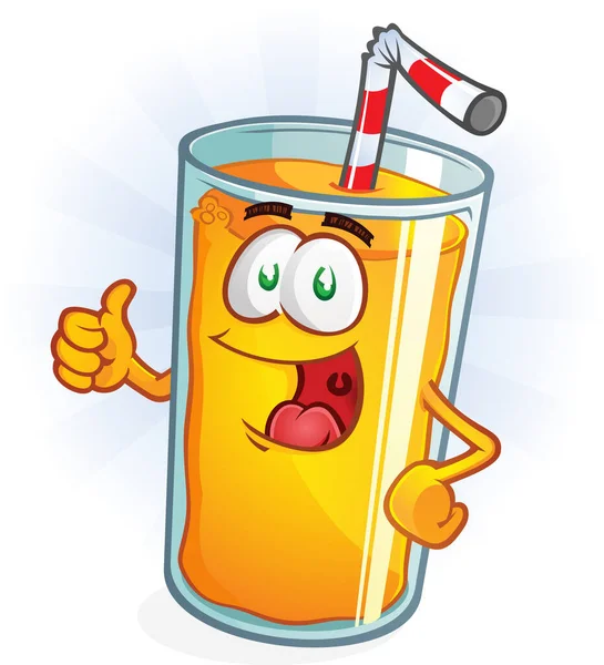 Orange Juice Cartoon Character Thumbs — Stock Vector