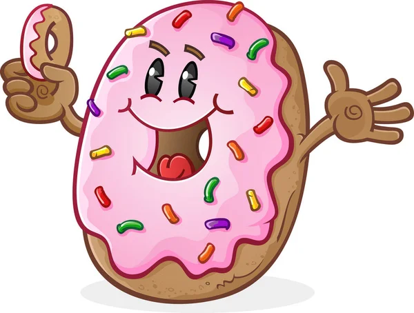 Donut Givré Personnage Bande Dessinée Avec Illustration Vectorielle Sprinkles — Image vectorielle