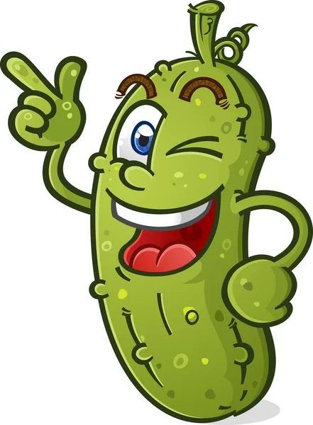 Cool Pickle Postać Kreskówek Postawy Mrugając Wskazując Patrząc Hip Stylowe — Wektor stockowy