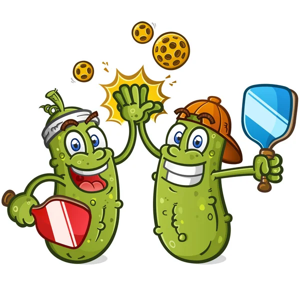 Pickle Nejlepší Přítel Spoluhráči Slaví Epické Vítězství Okurkové Hřiště Vzrušující Stock Ilustrace