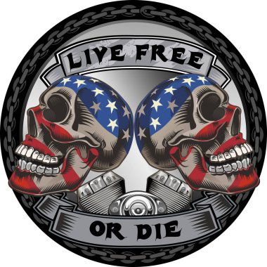 Klasik Bisikletli Kafatası Amblemi. Motosiklet clu