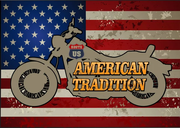 Awesome motorcycle t-shirt design or sticker.  Motorbike and USA flag
