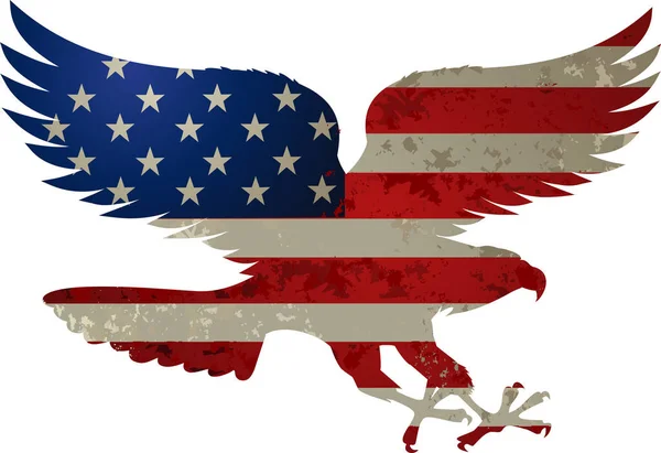 Amerikanischer Adler Mit Flagge — Stockvektor