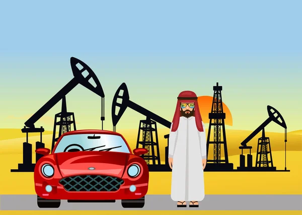 Oliepompen Booreilanden Woestijn Pomp Olie Voor Grote Winst — Stockvector