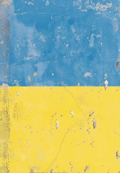 Flagga Ukraina Målade Sprucken Vägg — Stockfoto