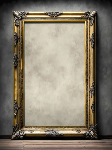 Antique Golden Art Fair Gallery Frame Metal Decorations Blank Copy Stock Picture