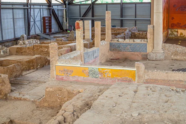 Szczegóły Domu Griffinów Jeden Najbardziej Znanych Pozostałości Archeologicznym Miejscu Complutum — Zdjęcie stockowe