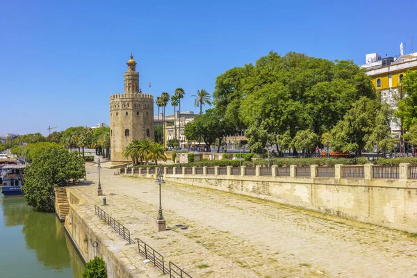 Sevilla Spanje Juli 2023 Paseo Alcalde Marques Del Contadero Promenade Stockafbeelding