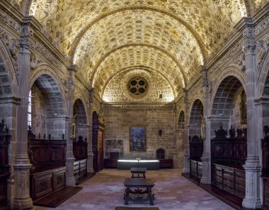 Siguenza, İspanya - 19 Ocak 2024. Siguenza Katedrali 'nin Büyük Kilisesi veya Sacristy' si. Guadalajara, Castilla la Mancha, İspanya.