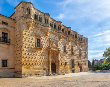 Guadalajara, Spain - April 14, 2024. Principal facade of the Palace of El Infantado. Castilla la Mancha, Guadalajara, Spain. clipart