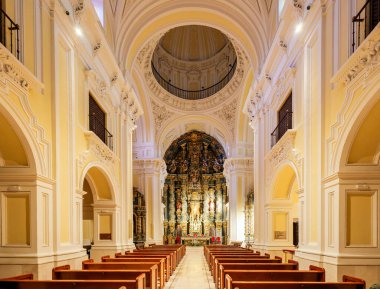 Guadalajara, İspanya - 8 Kasım 2024. San Nicolas El Real kilisesinin ana kaynağı. Guadalajara, İspanya.