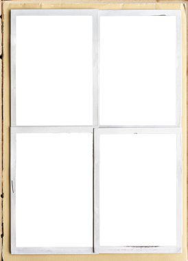 Boş fotoğraf çerçeveleri olan eski bir kitap sayfası