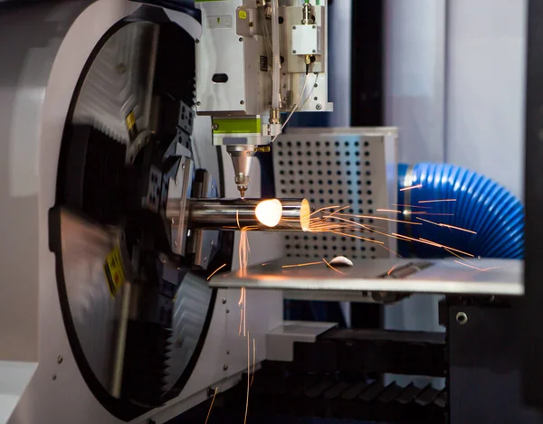 Máquina Corte Laser Tubos Fabricação Industrial — Fotografia de Stock