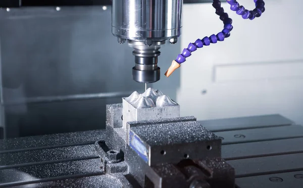 High precision CNC milling machine cutting plastic workpiece. Industrial manufacture.