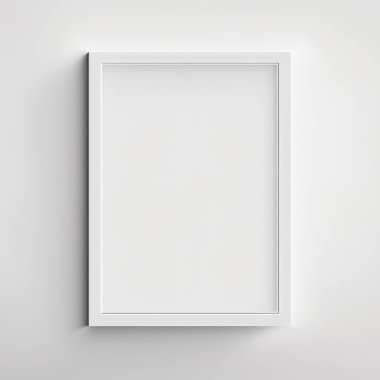 White picture frame mockup template. Realistic square empty picture frame on wall. 3D illustration.