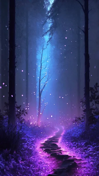 Drumul Misterios Duce Pădurea Întunecată Tapet Telefon Imagine Ilustrație — Fotografie, imagine de stoc
