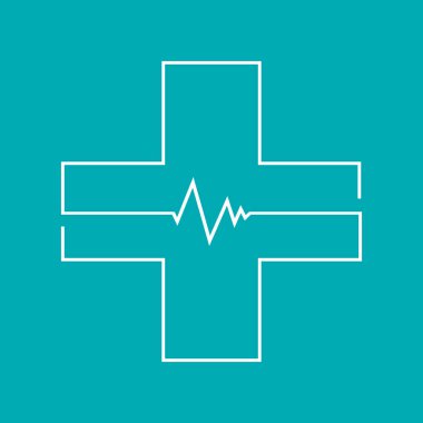 Beyaz tek çizgi kesişen logo. Tıbbi sağlık sigortası veya sembol yaratıcı vektörü.