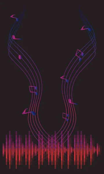 Анотація Музичного Фону Художній Абстрактний Фон Цифровим Еквалайзером Музичними Нотами — стоковий вектор