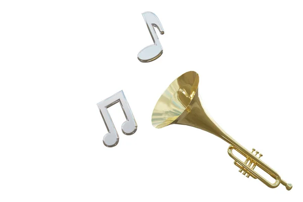 Trumpeta Notami Létat Bílém Pozadí Ilustrace — Stock fotografie