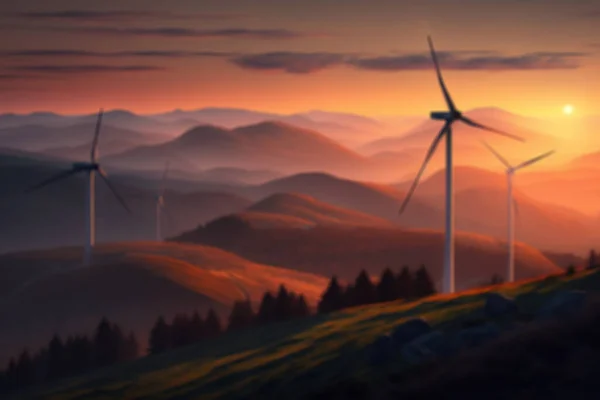 stock image Renewable energy concept backgrounds. Blur image of wind turbines.
