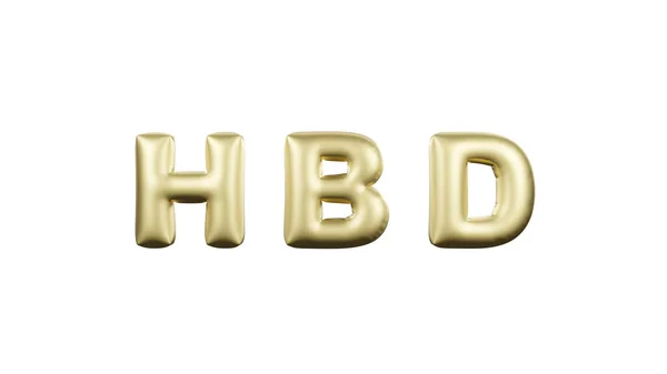 黄金のアルファベット Hbdクリッピングパスと3Dレンダリング画像からハッピー誕生日バルーン — ストック写真