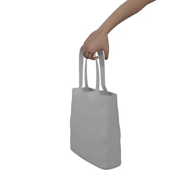 Human Hand Carrying Handbag Isolated White Background Clipping Path Rendering — Stock Photo, Image