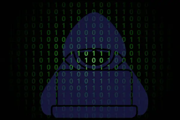 Hacker on black digital background. 3D illustration image.