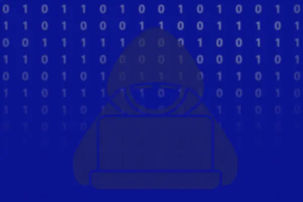 Hacker on blue digital background. 3D illustration image.