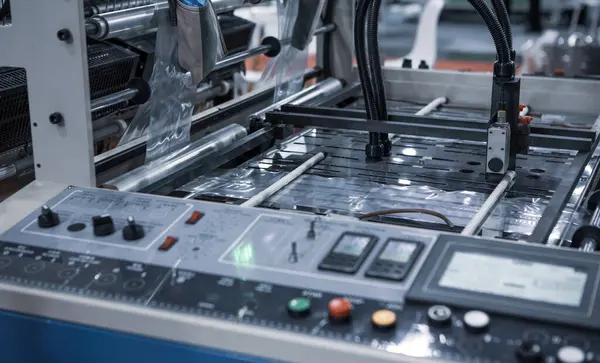 Ekstrüder polietilen plastik torba işlemi. Sanayi plastik üretimi