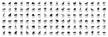 Hayvanlar logoları koleksiyonu. Hayvan logosu seti. Beyaz arka planda yalıtılmış