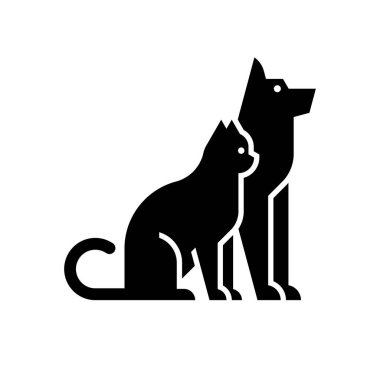 Köpek ve kedi logosu. Simge tasarımı. Şablon öğeleri