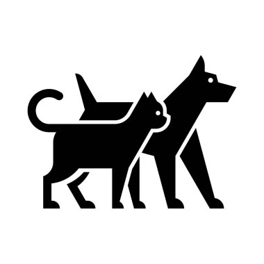 Köpek ve kedi logosu. Simge tasarımı. Şablon öğeleri