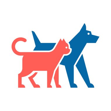 Köpek ve kedi logosu. Simge tasarımı. Şablon öğeleri