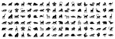 Hayvanlar logoları koleksiyonu. Hayvan logosu seti. Beyaz arka planda yalıtılmış