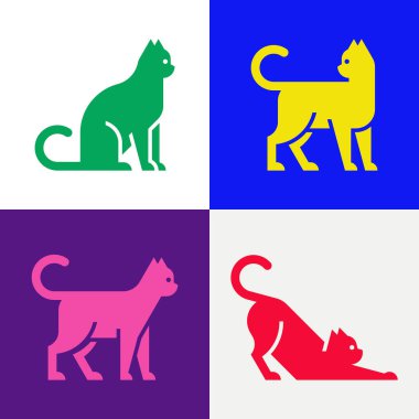 Kedi Logosu seti. Simge tasarımı. Şablon ögeleri
