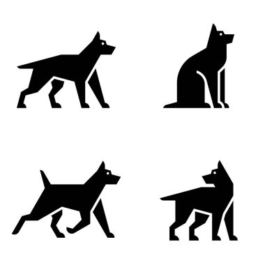 Köpek seti, köpek logosu. Simge tasarımı. Şablon ögeleri