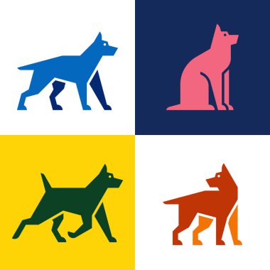 Köpek seti, köpek logosu. Simge tasarımı. Şablon ögeleri
