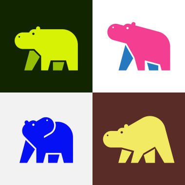 Hippo seti, Hippo logosu. Simge tasarımı. Şablon ögeleri